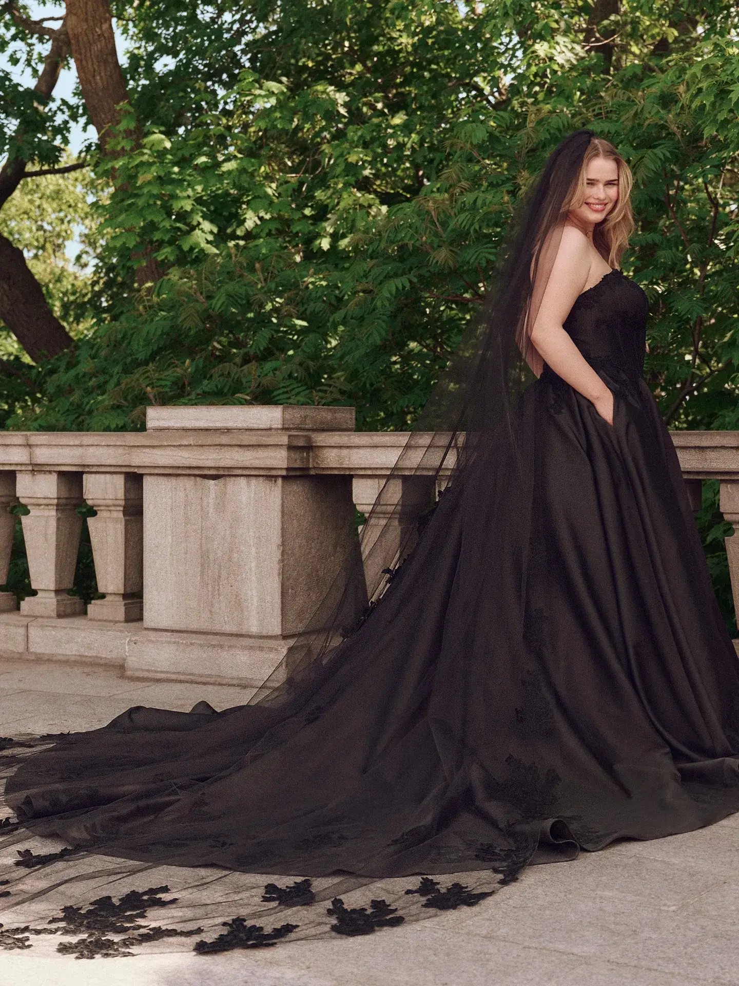 Black ball gown wedding dress by Maggie Sottero, strapless bridal gown